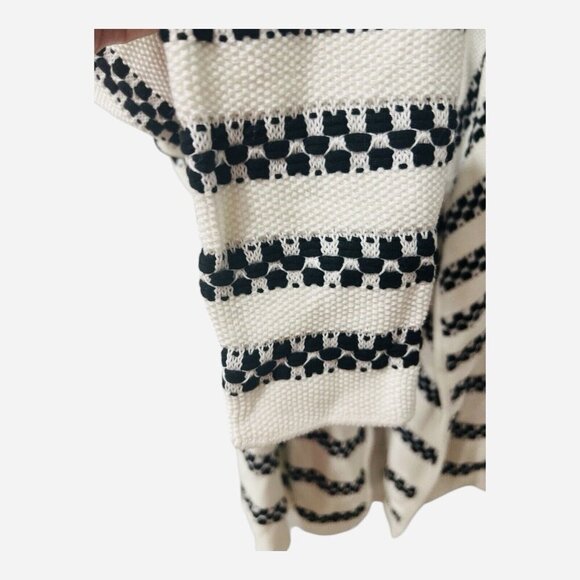 Talbots Womens Cardigan Small White Nautical Cotton Textured Knit Stripe Open - Picture 4 of 9